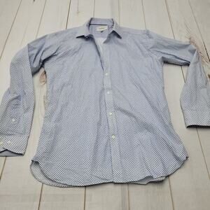 Ted Baker blue white allover print long sleeve button down shirt